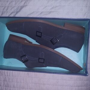 Navy Blue Suede Dress Shoe